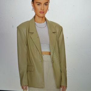 Revolve we wore what oversized faux leather blazer in oat